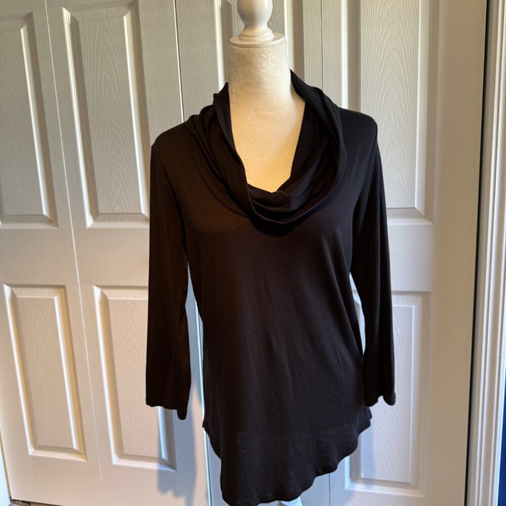 Gap Womens Cowl Neck Top Black Casual Everyday Blouse Tunic Size Medium EUC